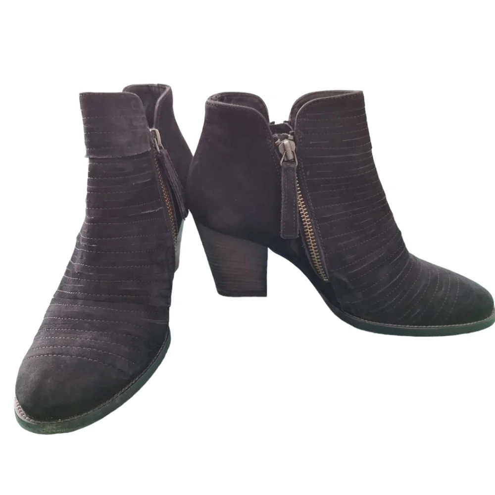 Paul Green Malibu Sliced Double Zip Up Ankle Boots Booties Black Suede sz6